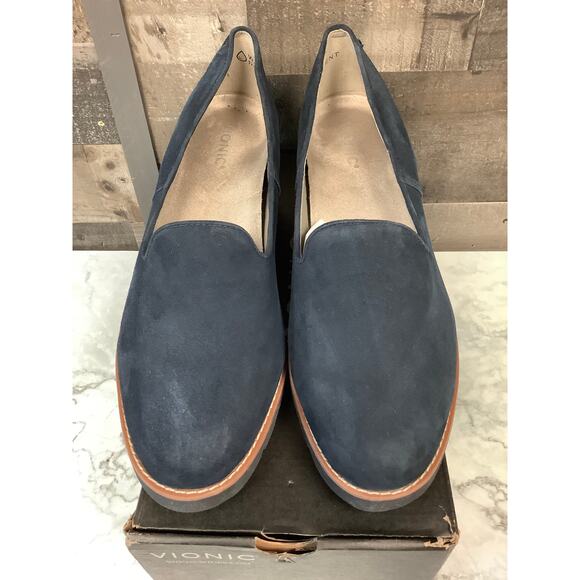 Vionic Women's 12 Black Suede Leather Willa Wedge Loafer Slip On Comfort LB12-19 - Picture 2 of 7